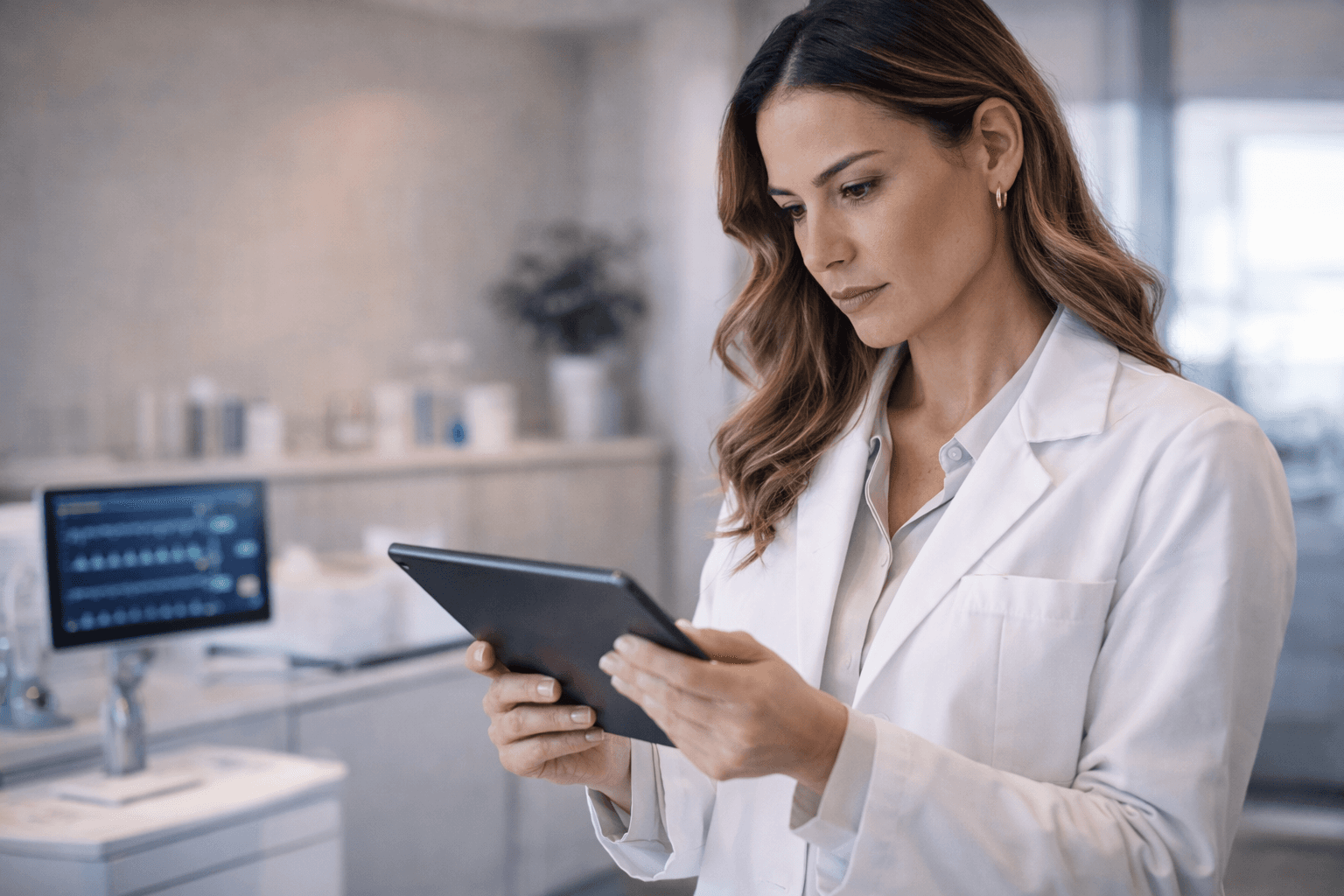 médica avaliando termo de consentimento