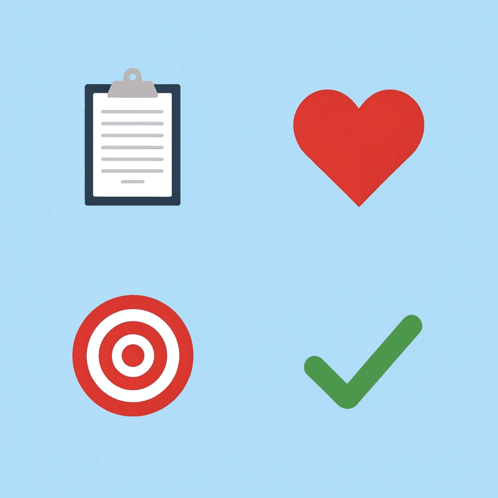 Alt: Four key habits: protein intake, fiber tracking, hydration, and movement