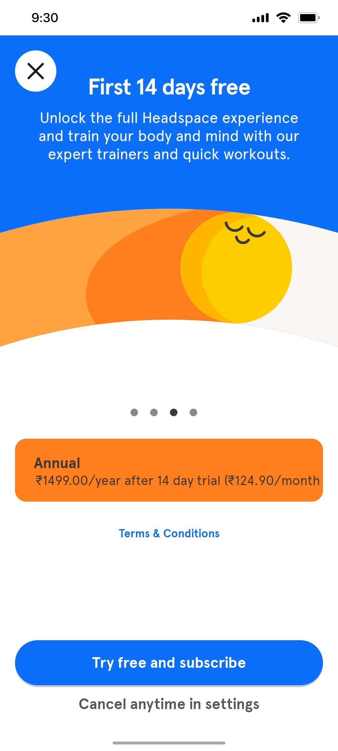 Headspace Subscription 3 screen