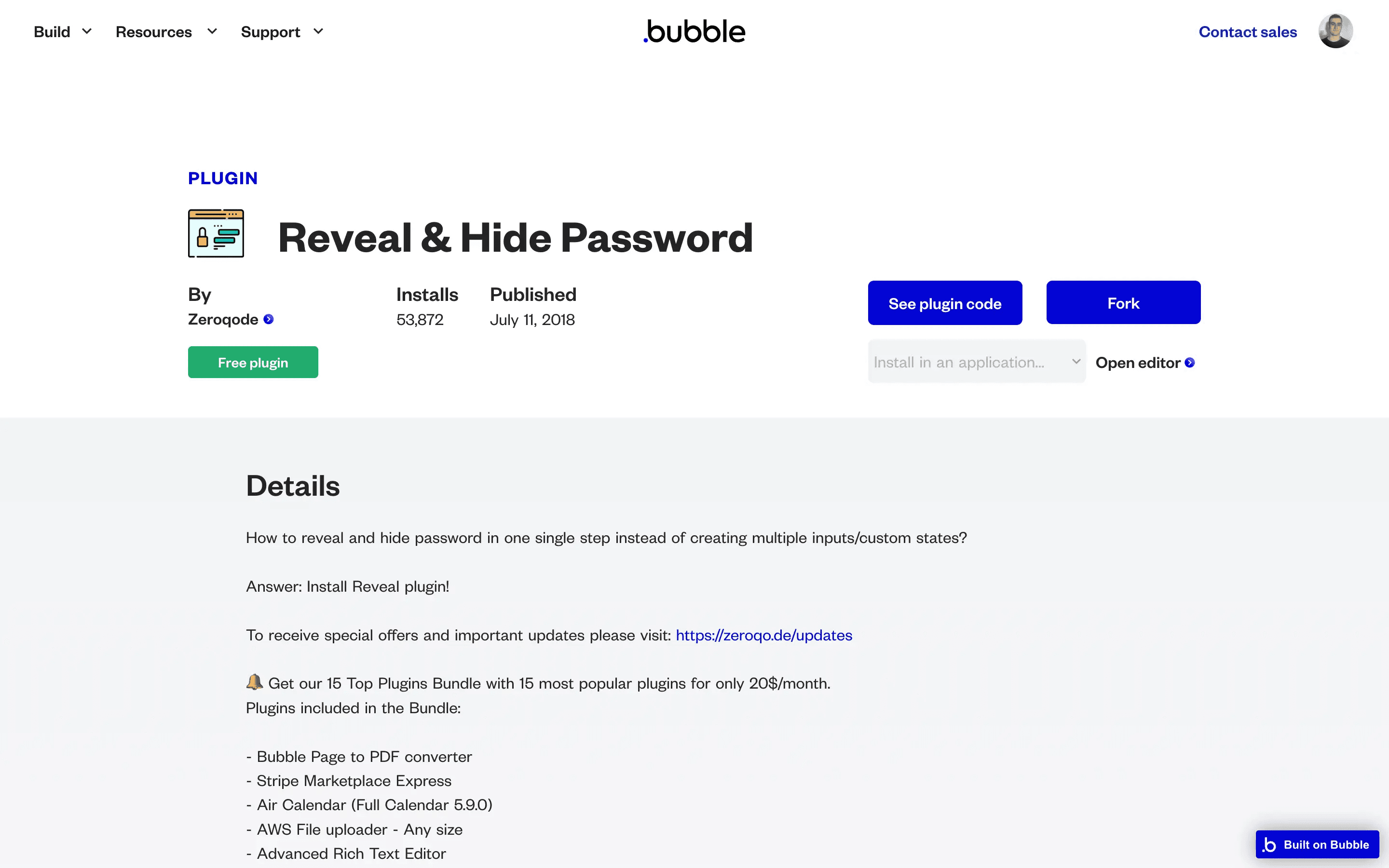 afficher / masquer mot de passe plugin bubble.io