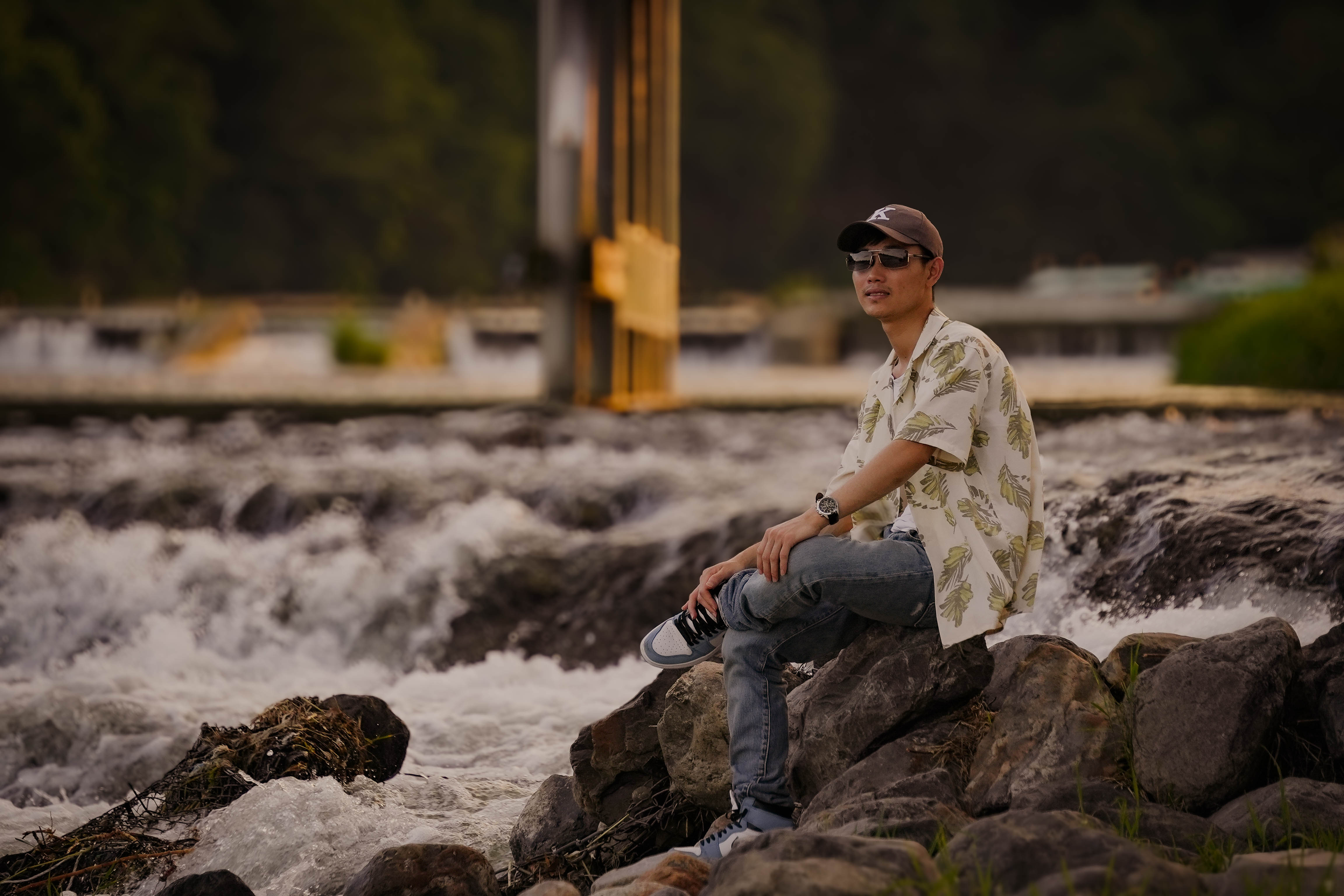 By the river, under the Togetsu-kyo Bridge