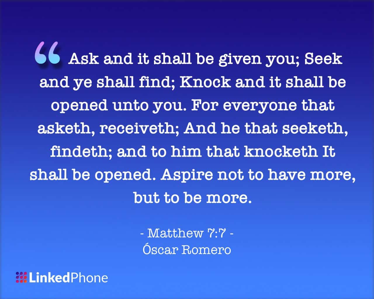 Matthew 7 Oscar Romero - Motivational Inspirational Quotes and Sayings