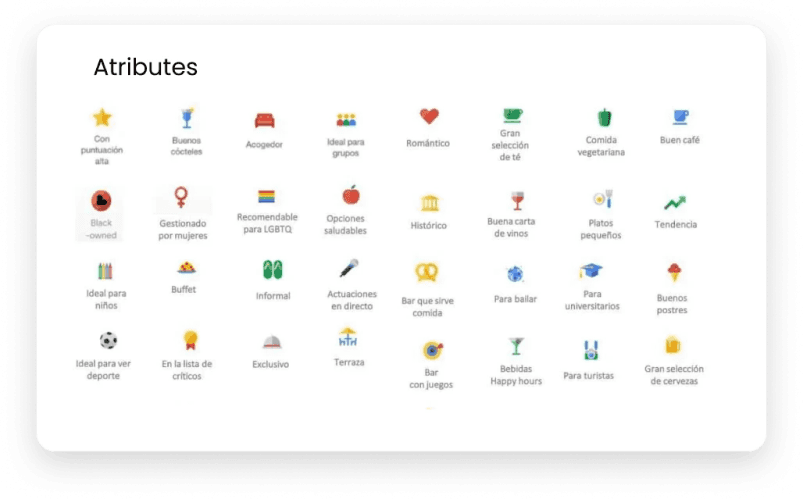 Atributos en Google My Business