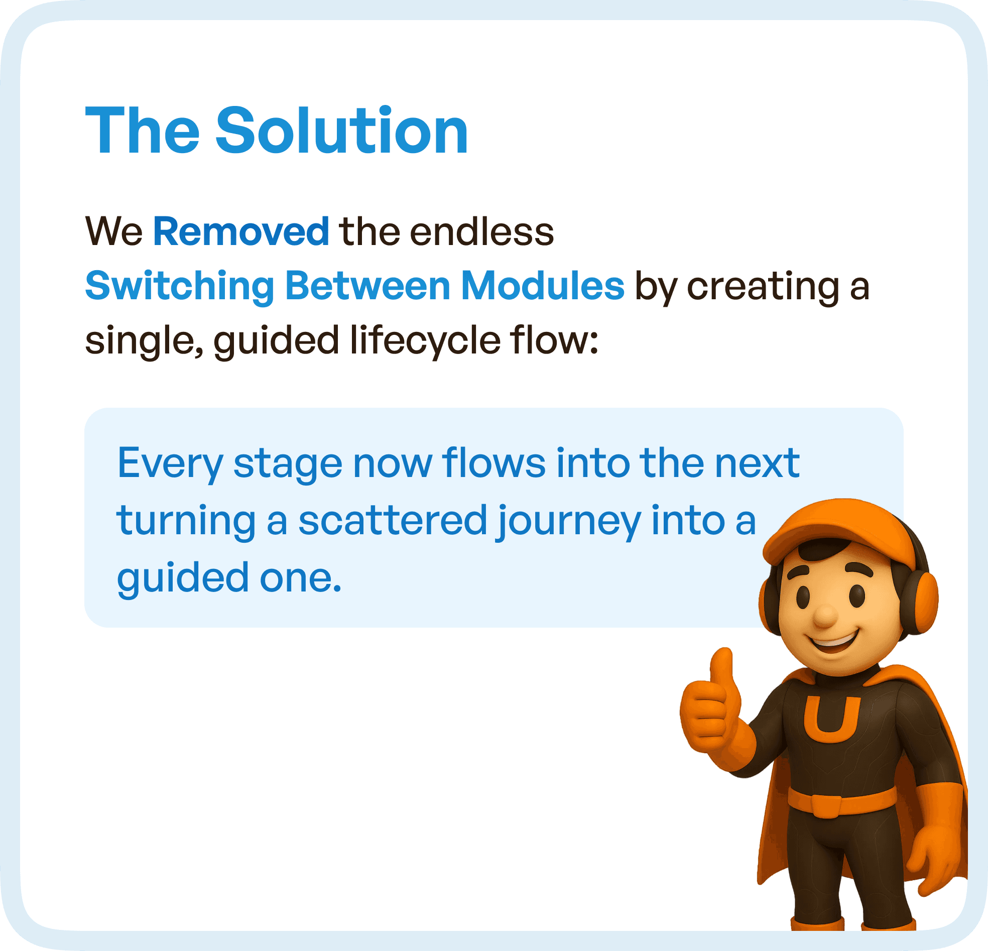 Upslide Mascot is showing the solution