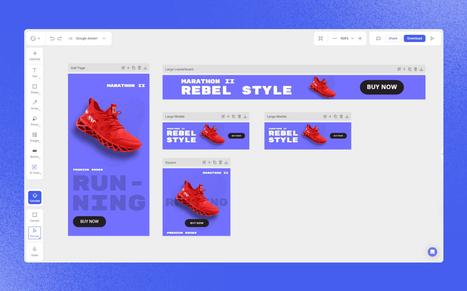 google ad in different sizes