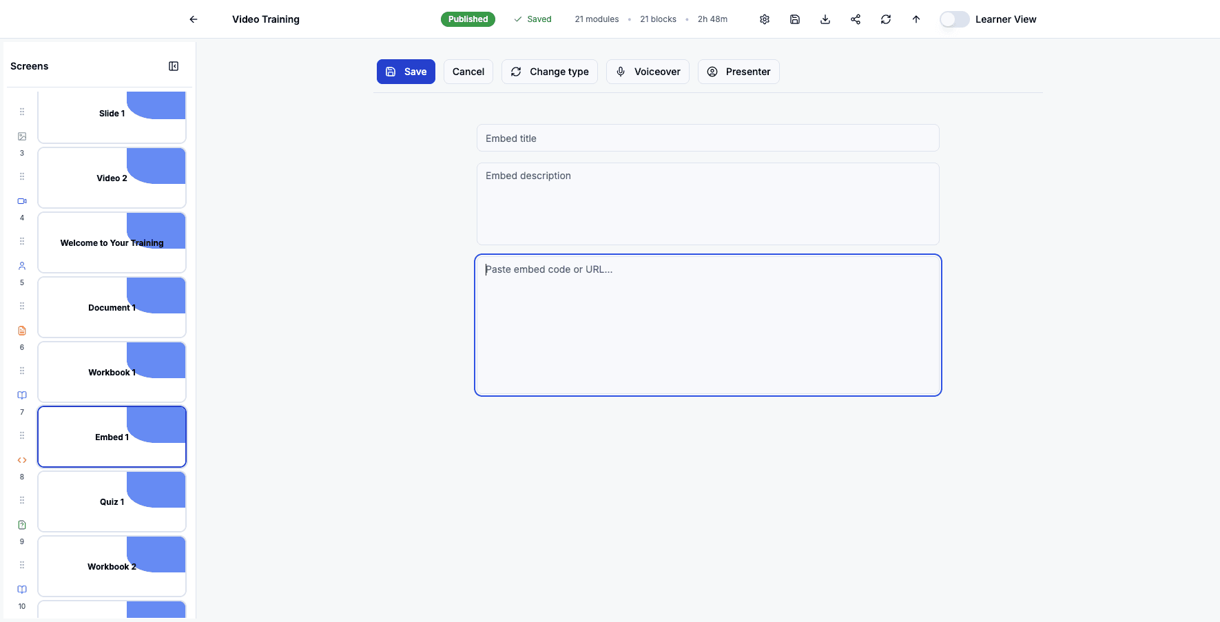 Click the embed field again to ensure your code is properly entered.