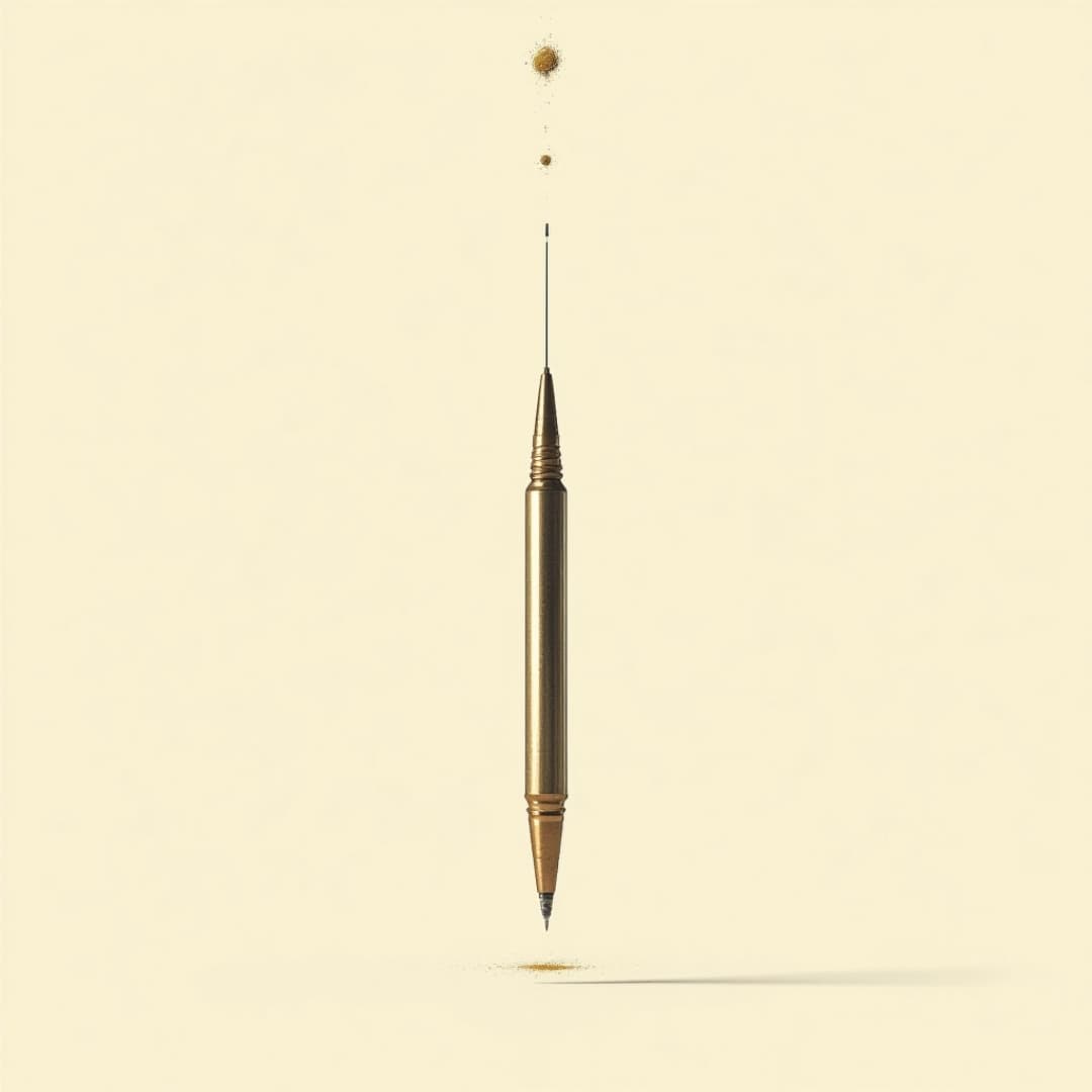 ein stift der nach unten zeigt, beiger hintergrund