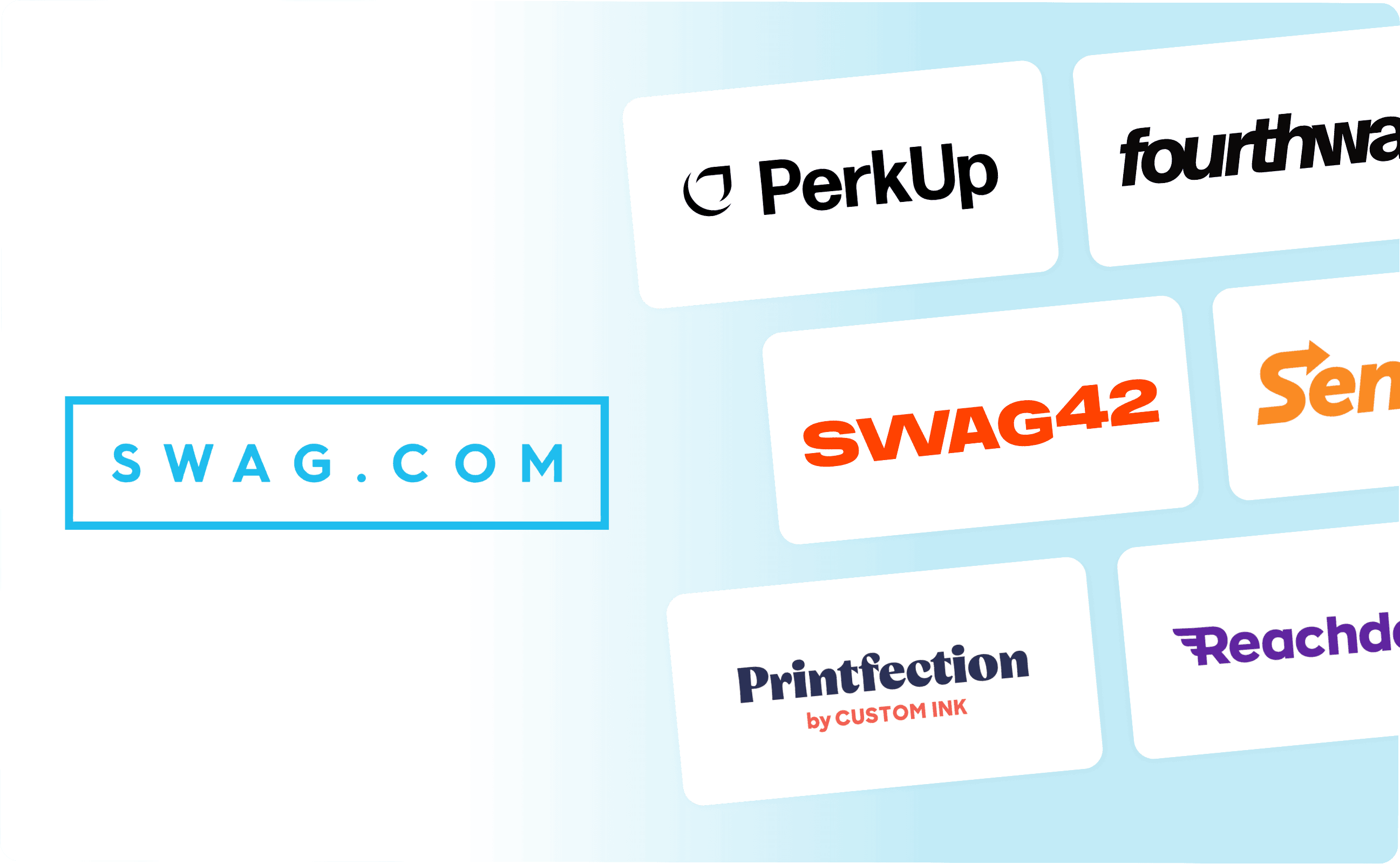 Alternatives to Swag.com that include PerkUp, Fourthwall, Swag42, Sendoso, Printfection, and Reachdesk.