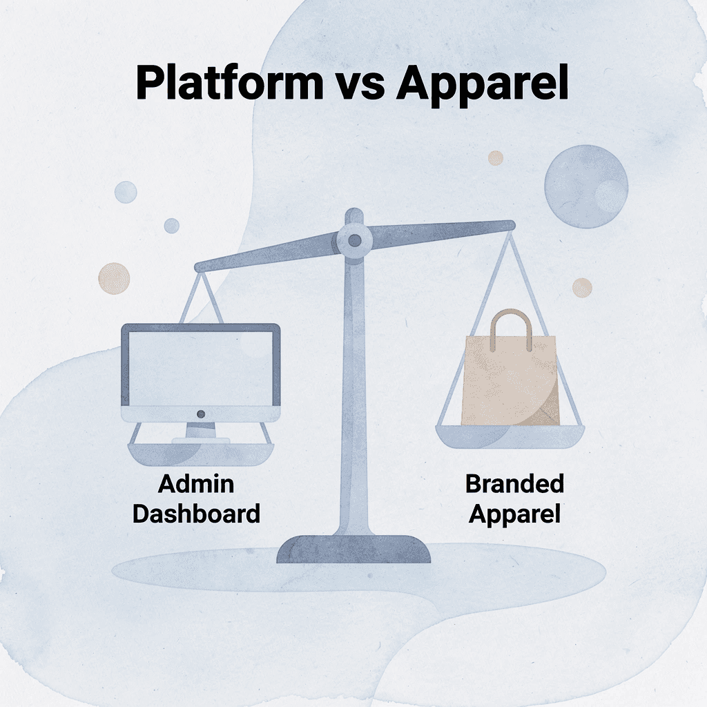 Scale balancing admin dashboard against branded apparel quality