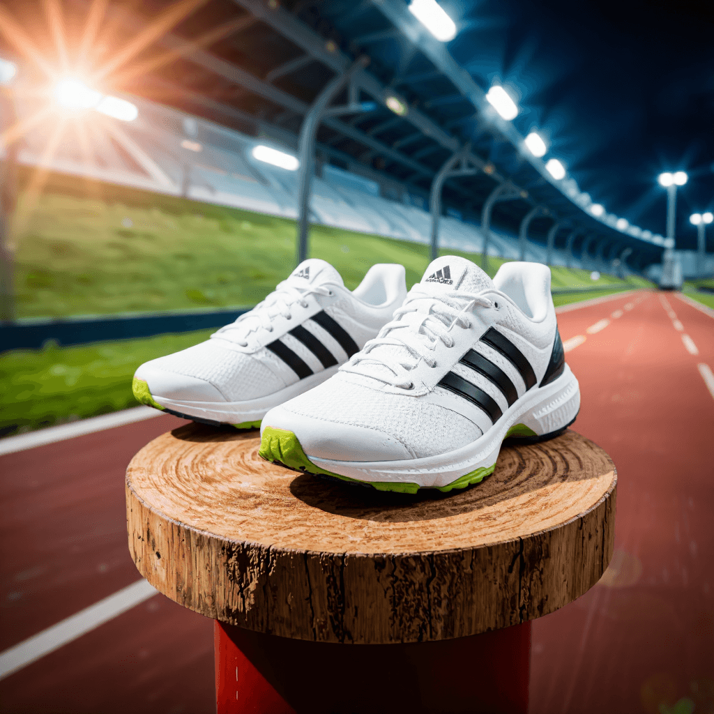 product photography of a pair of athletic shoes designed for sports use