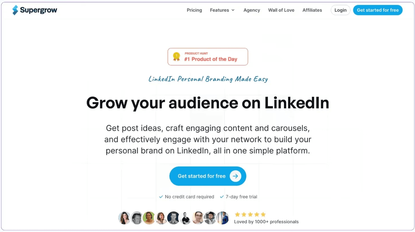 Page d'accueil de Supergrow