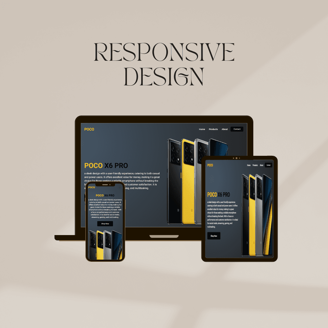 Mobile phone website mockup
