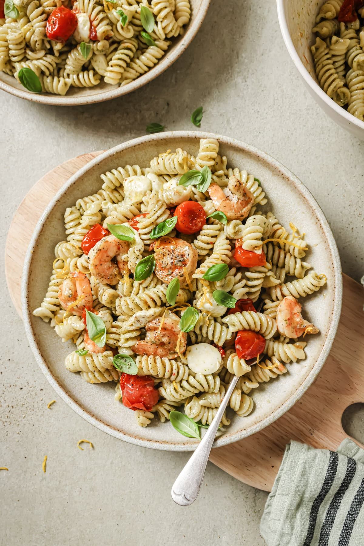 Colorful fusilli pasta from PASTA 9 Toronto, tossed with cherry tomatoes and herbs for a light and wholesome Italian meal.