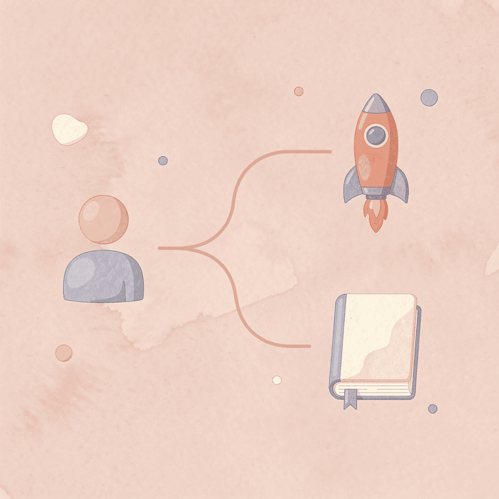  Icon showing transition from traditional learning to AI-powered practice