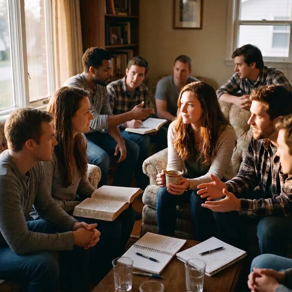 Young adults gathering for conversation and community
