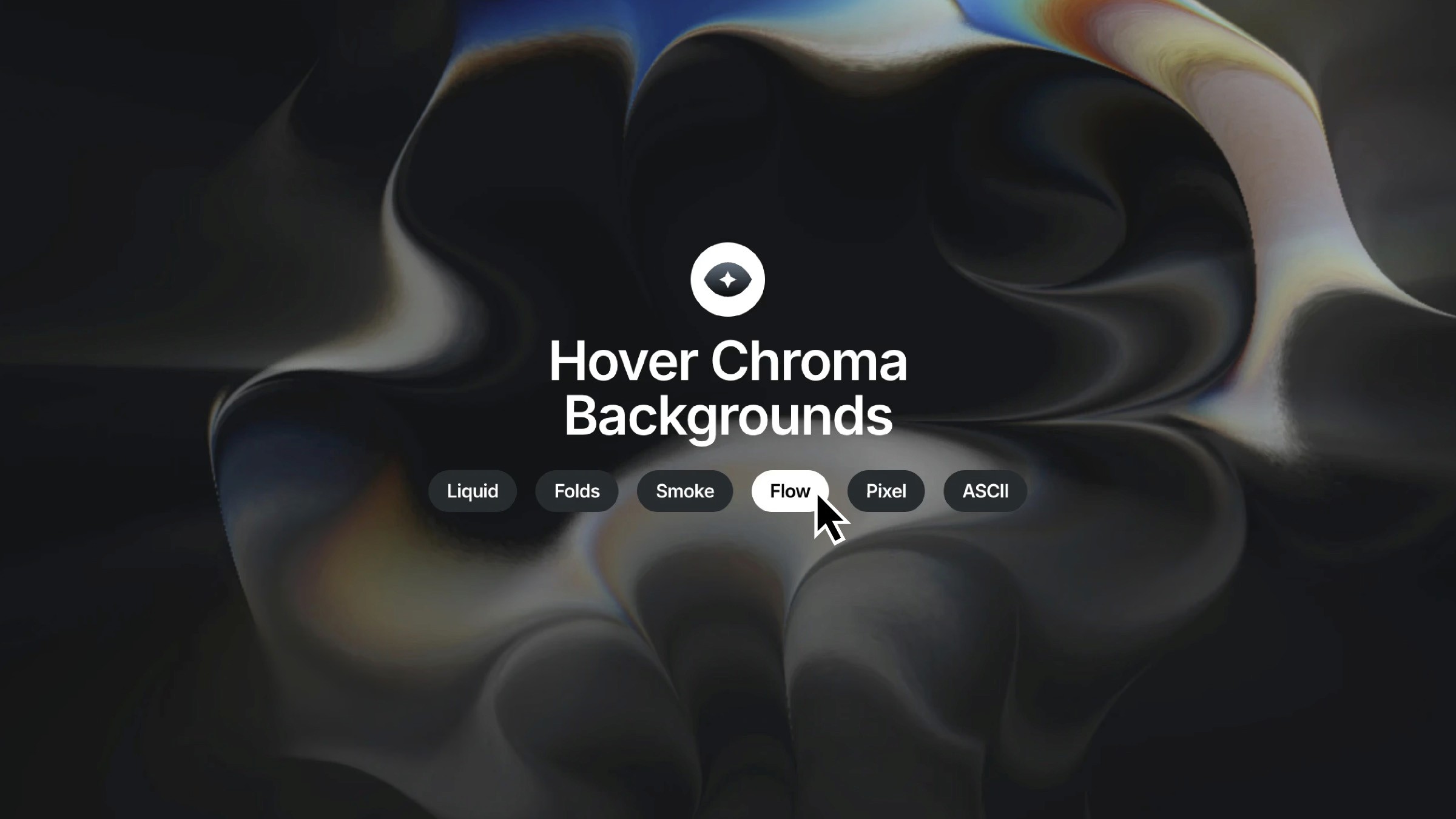 Interactive hover backgrounds: Liquid, Smoke, Pixel, and more