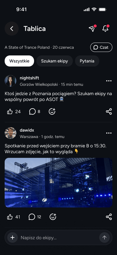 Ekran aplikacji 4clubbers