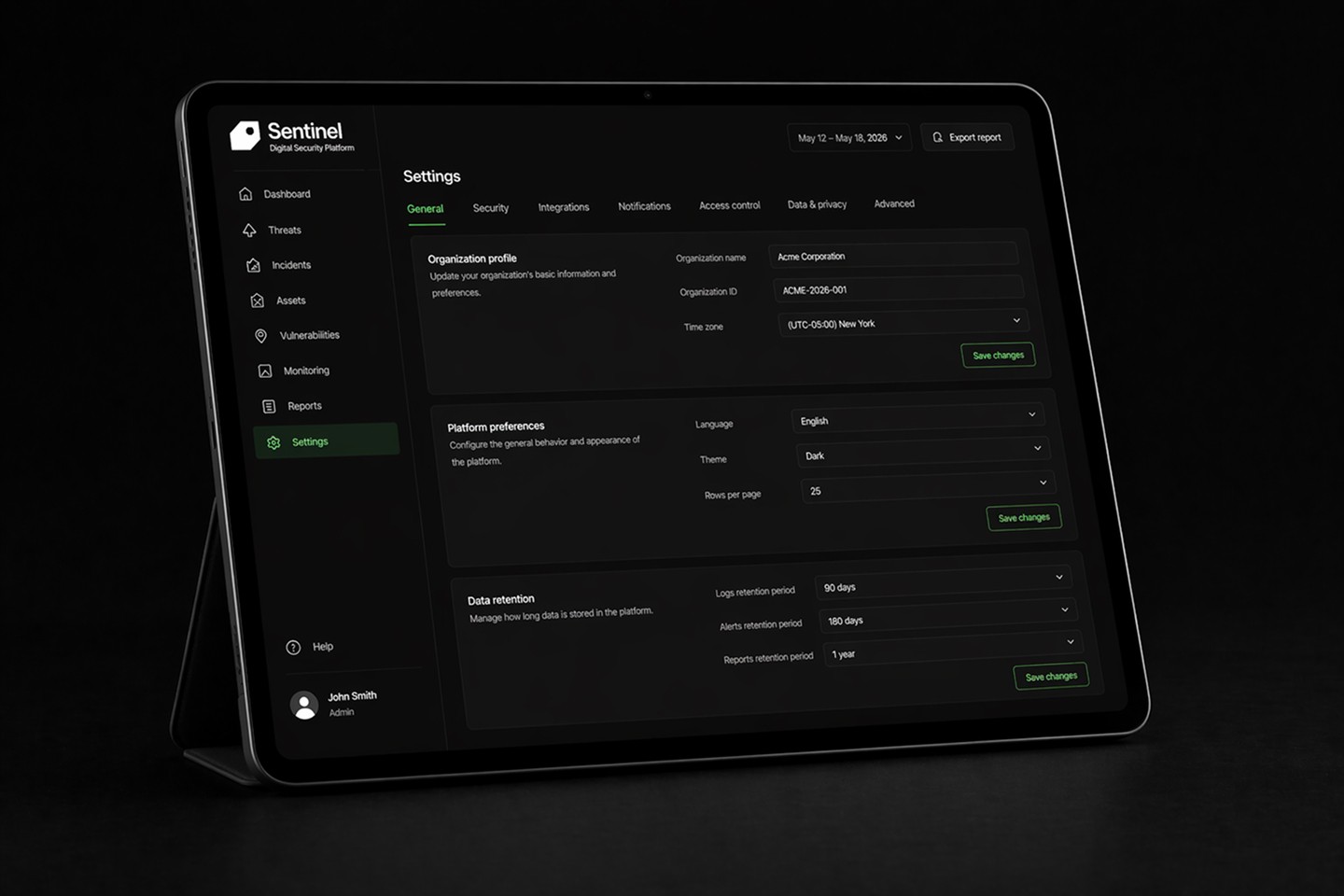 Platform settings overview