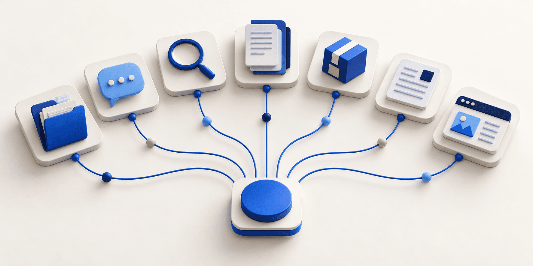 Seven GEO workflow options connected to a common starting point.
