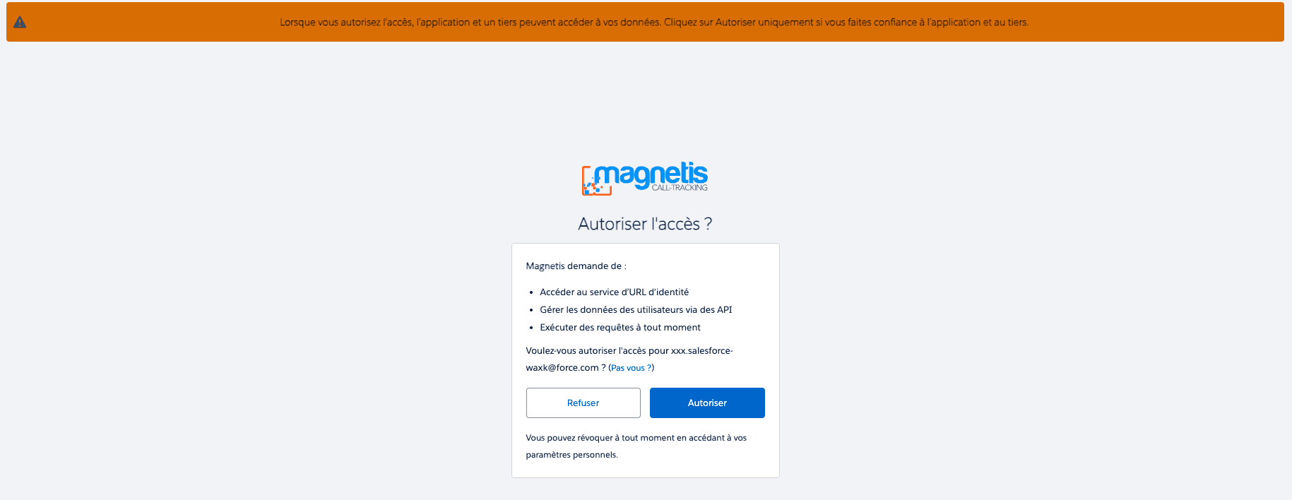 Autorisation accès