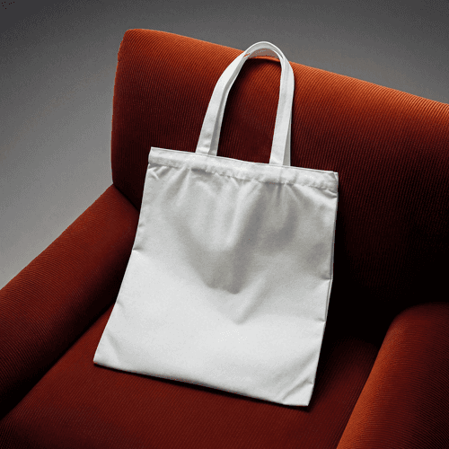 Fabric tote bag mockup on couch