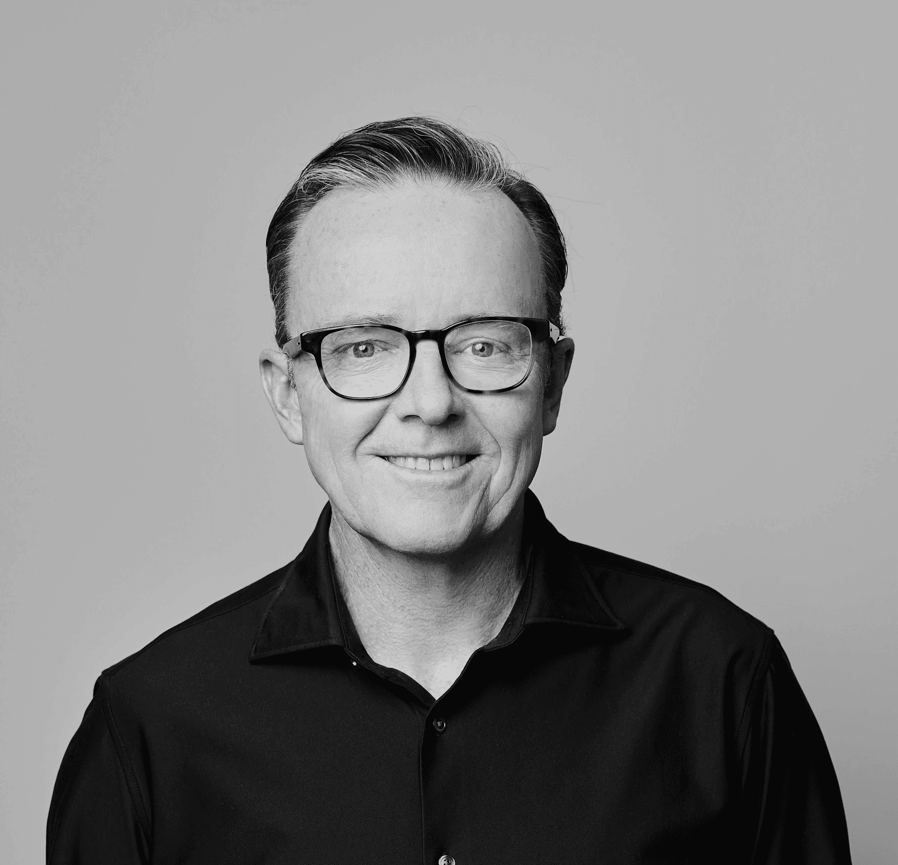 A black and white image of Glyn Wallens