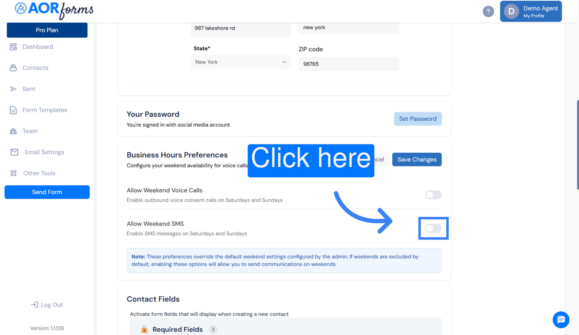 Enable SMS Override