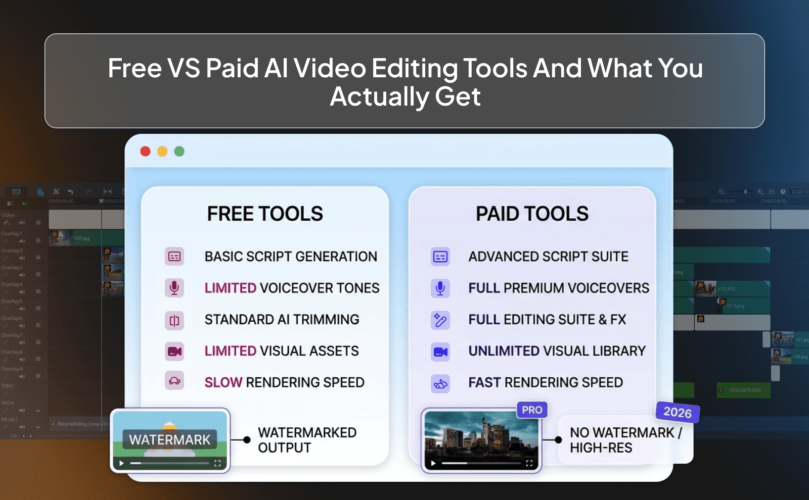 Free VS paid AI video editing tools and what you actually get