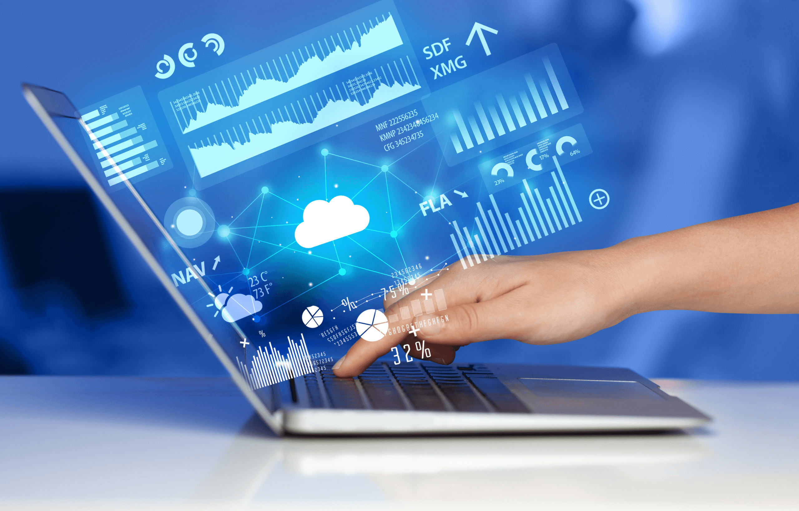Image shows cloud data graphics - Symantec DLP Alternative