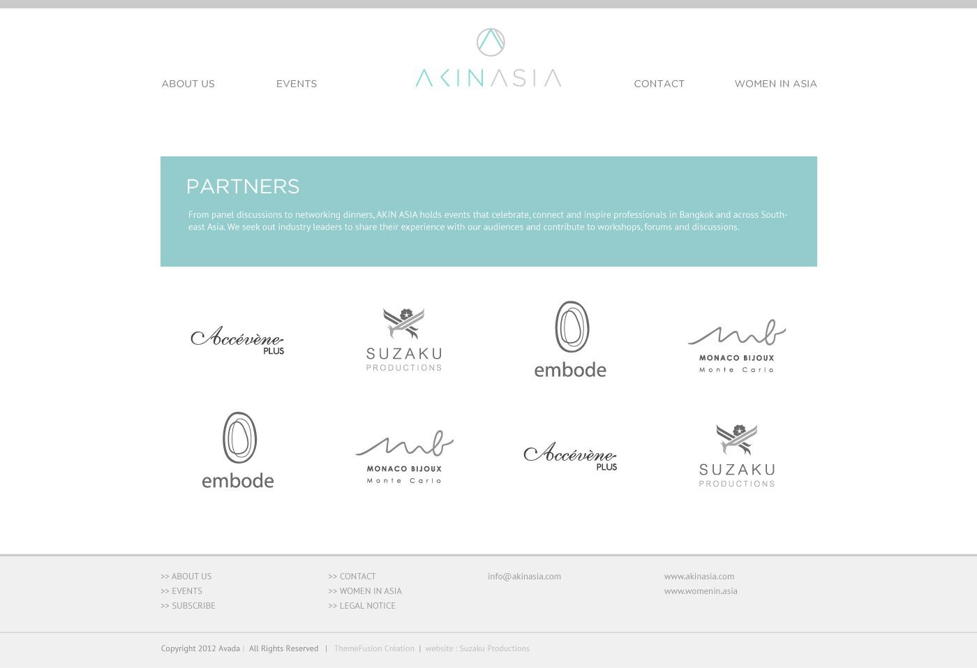 Website design for AKINASIA by Suzaku Productions