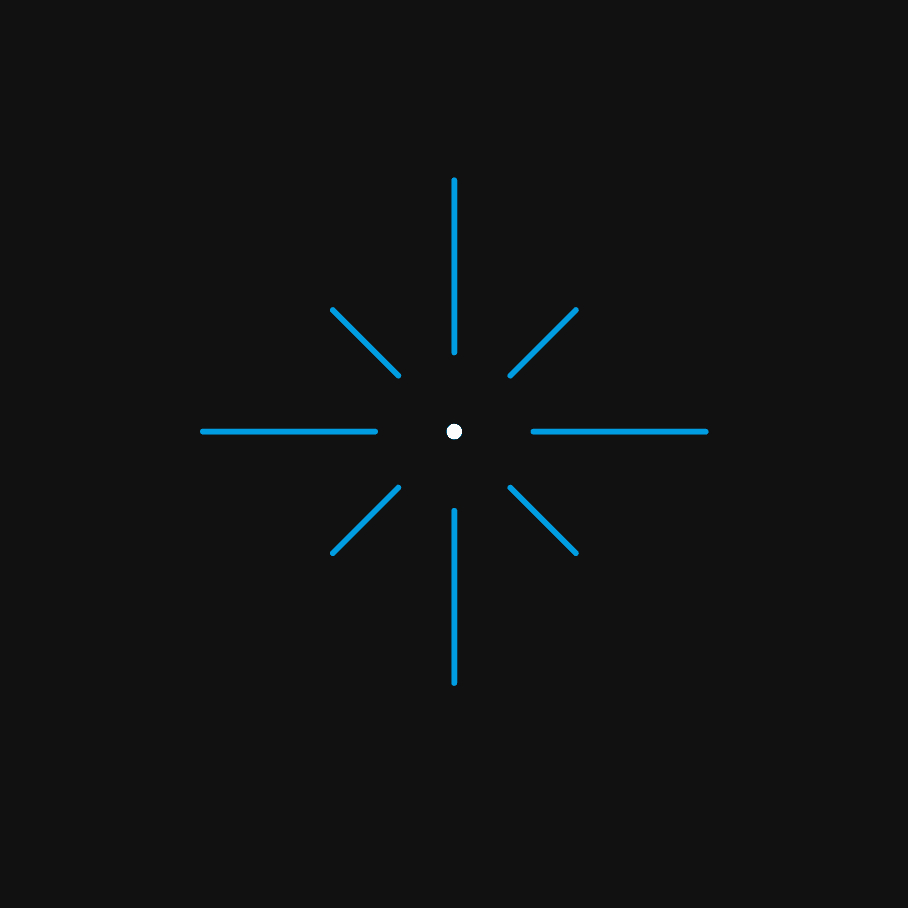 Simple line art of a stylised star. light blue lines on a black background.