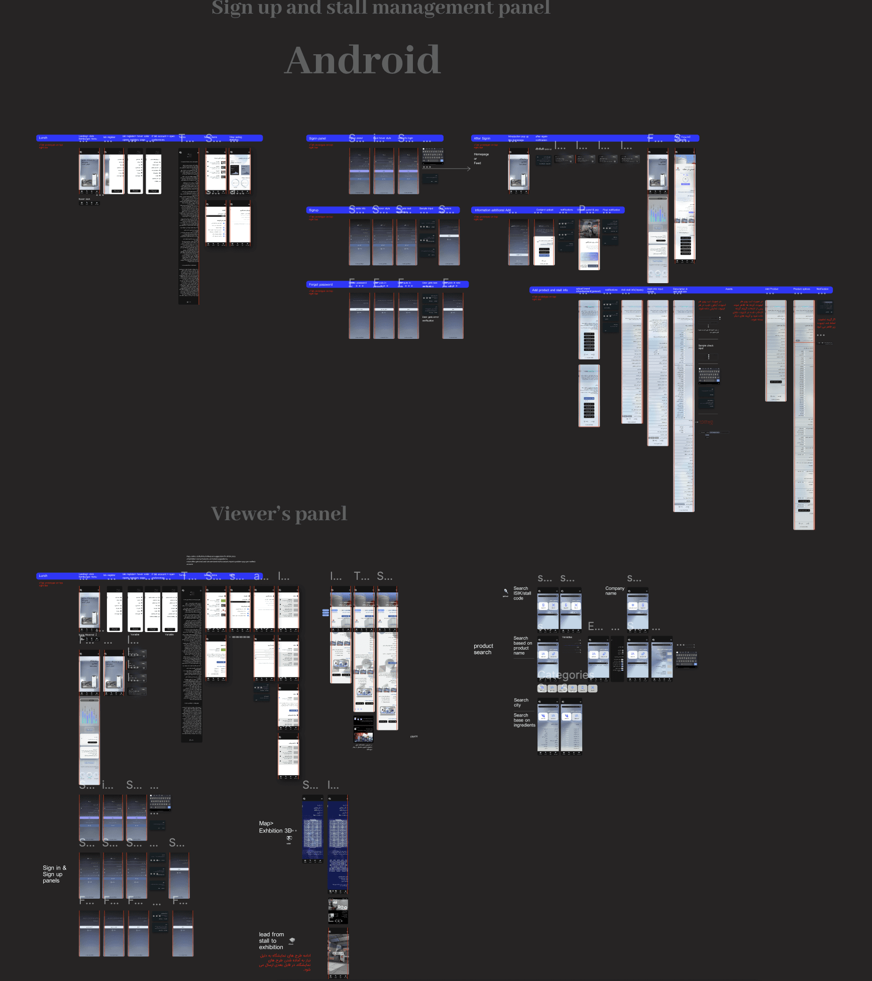 High-fidelity prototype screens