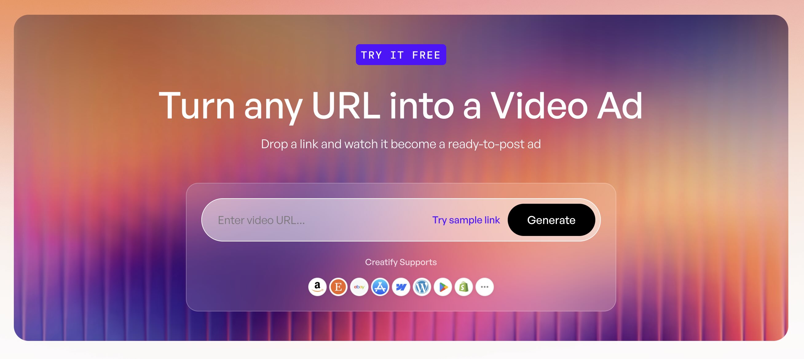 Creatify's URL-to-video tool