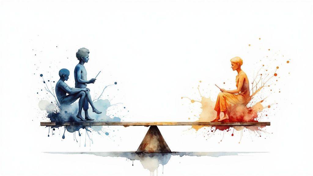 An abstract image showing AI neural networks and data points, representing machine learning.