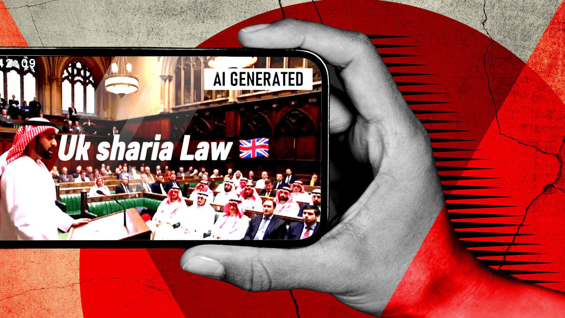 Person holding phone displaying political image - How Long Can AI-Generated Videos Typically Be