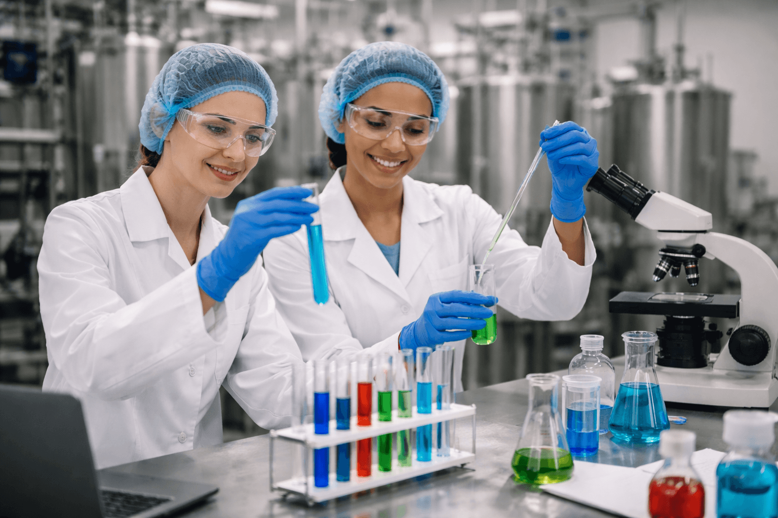 Different colo chemicals in tube