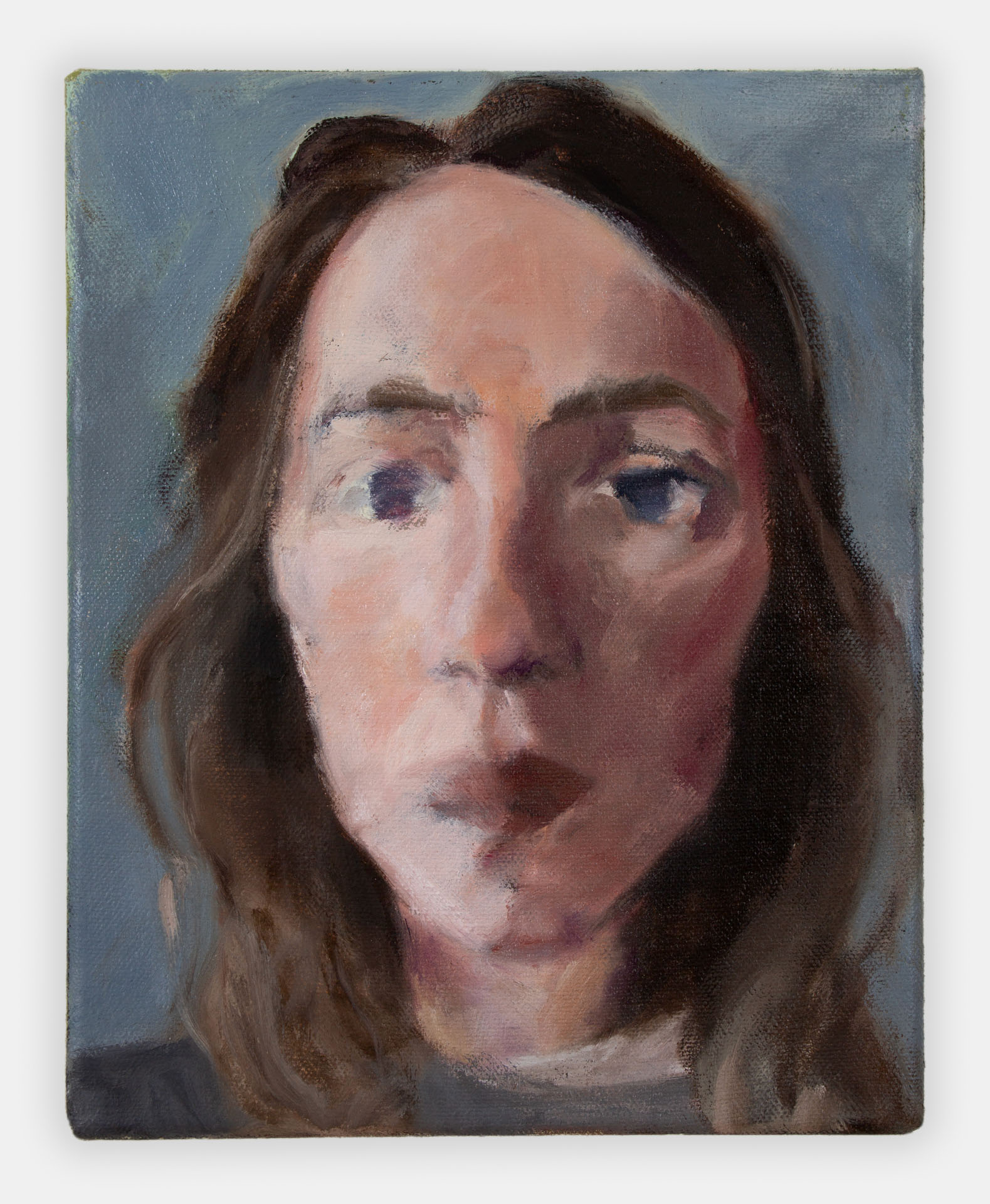 Self portrait in December, 2021, oil on canvas, 10x8"