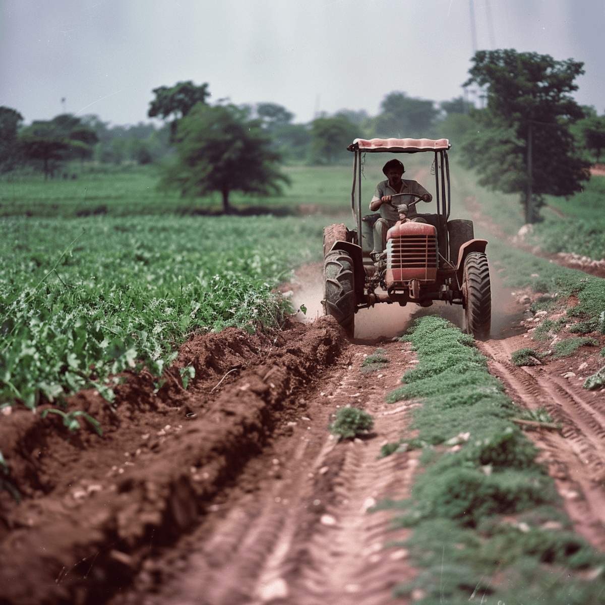 image of a tractor being driven along a field