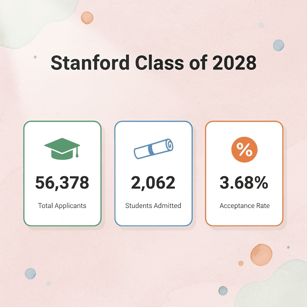 Infographic showing Stanford Class of 2028 admissions statistics