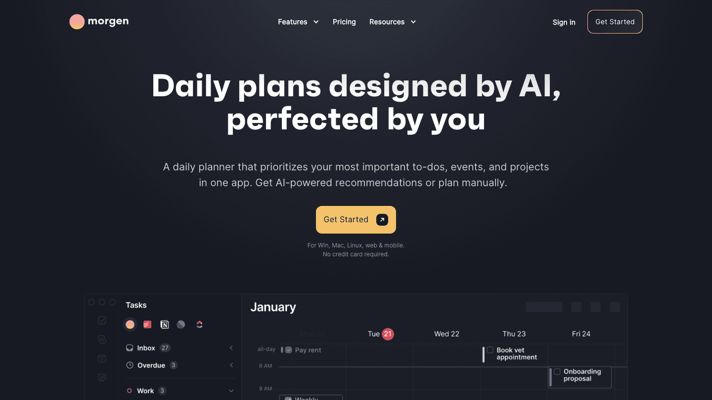 Morgen AI daily planner app