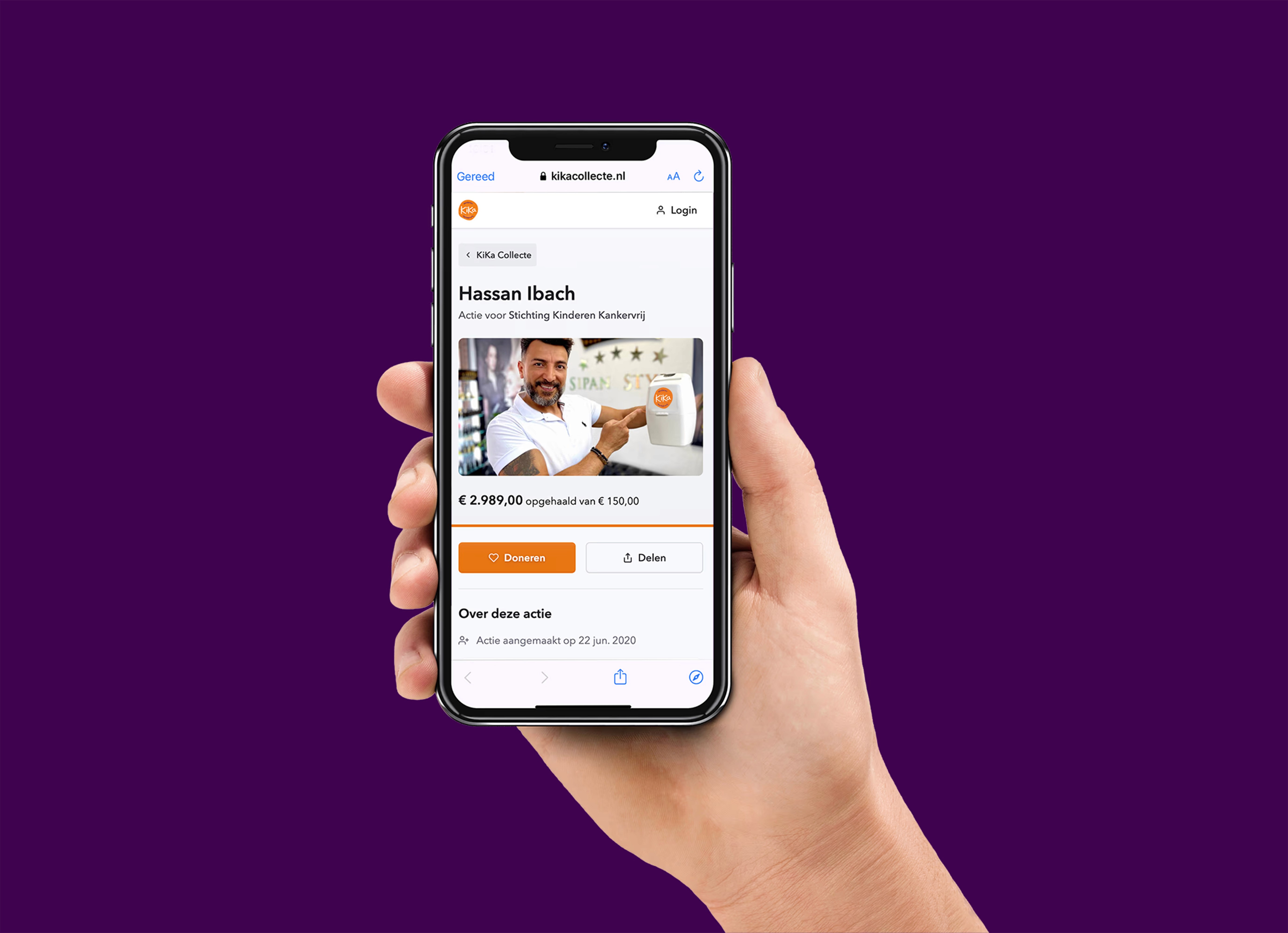 Telefoon met Collecte voor KiKa pagina