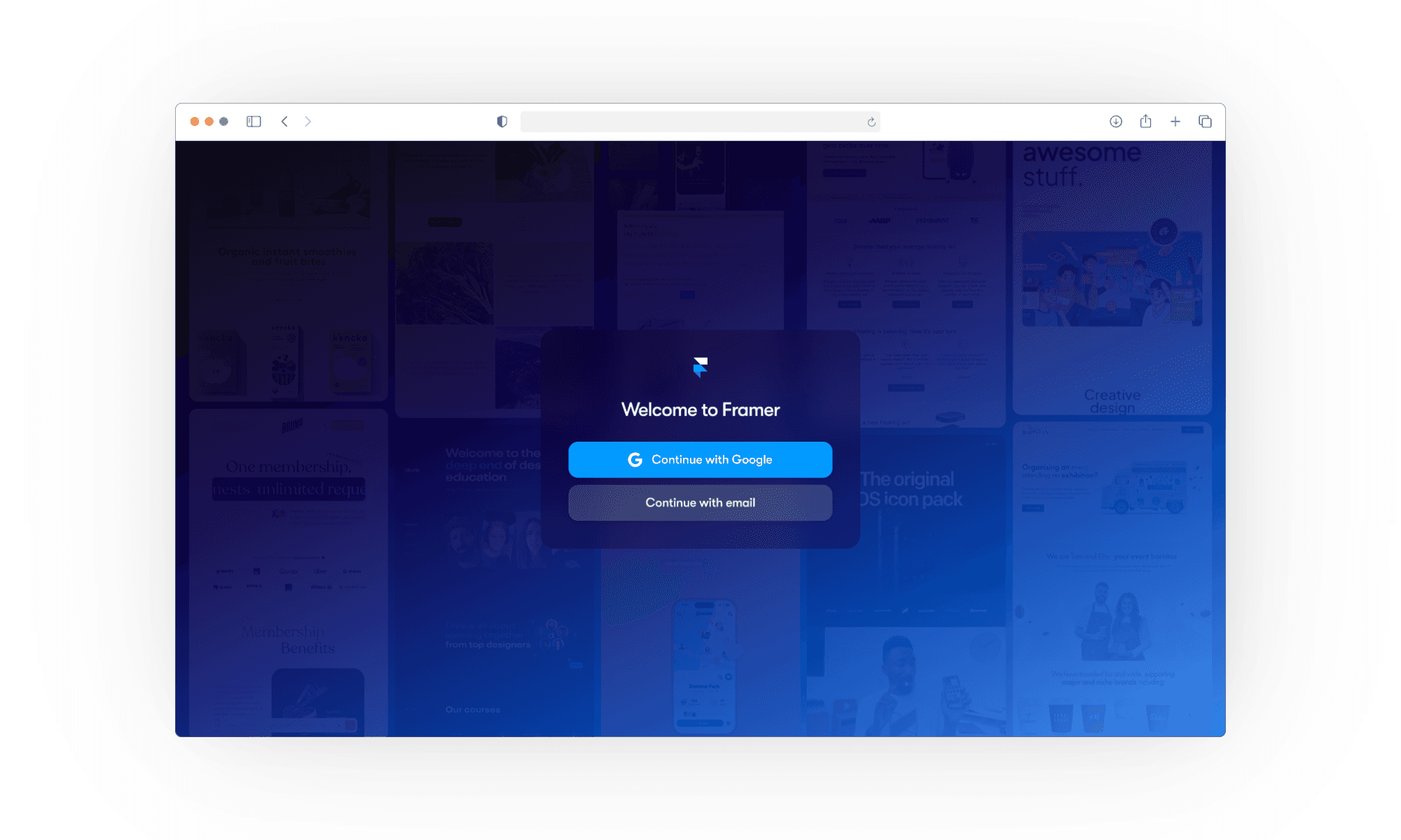 Framer signup page