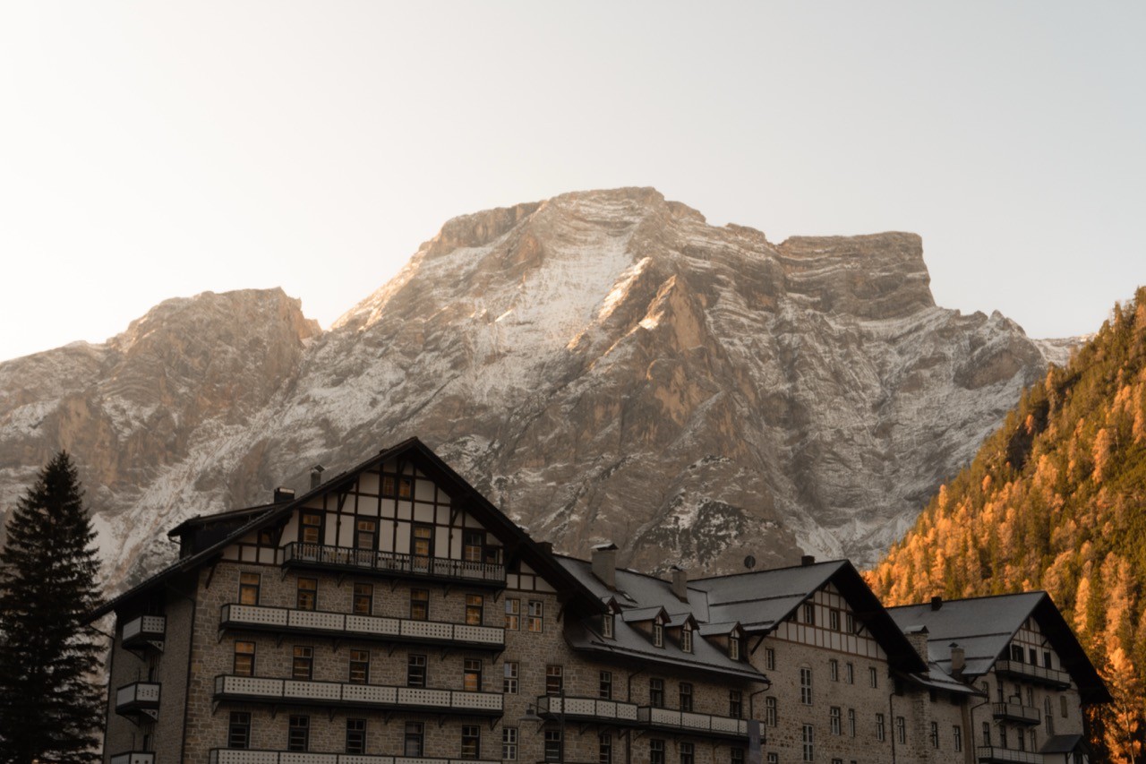 Skii mountaineering freeride down a mountain dolomites