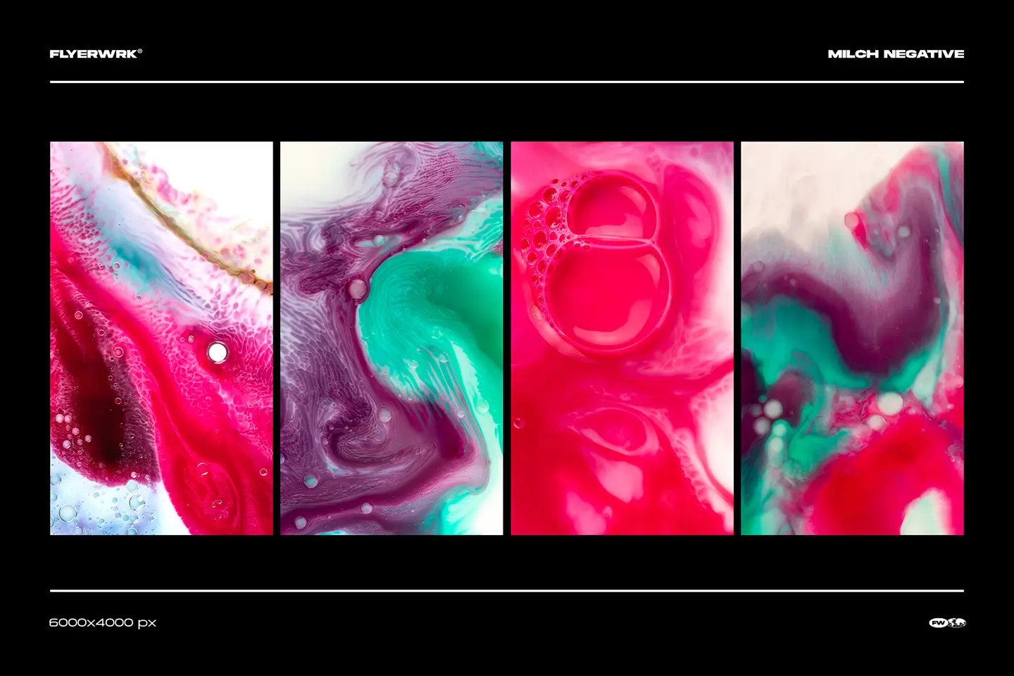 Milch ink in milk textures colored version with vibrant pink and teal high resolution fluid gradients