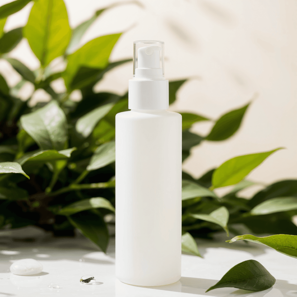 product photography of a bottle of calming glow mist for skincare