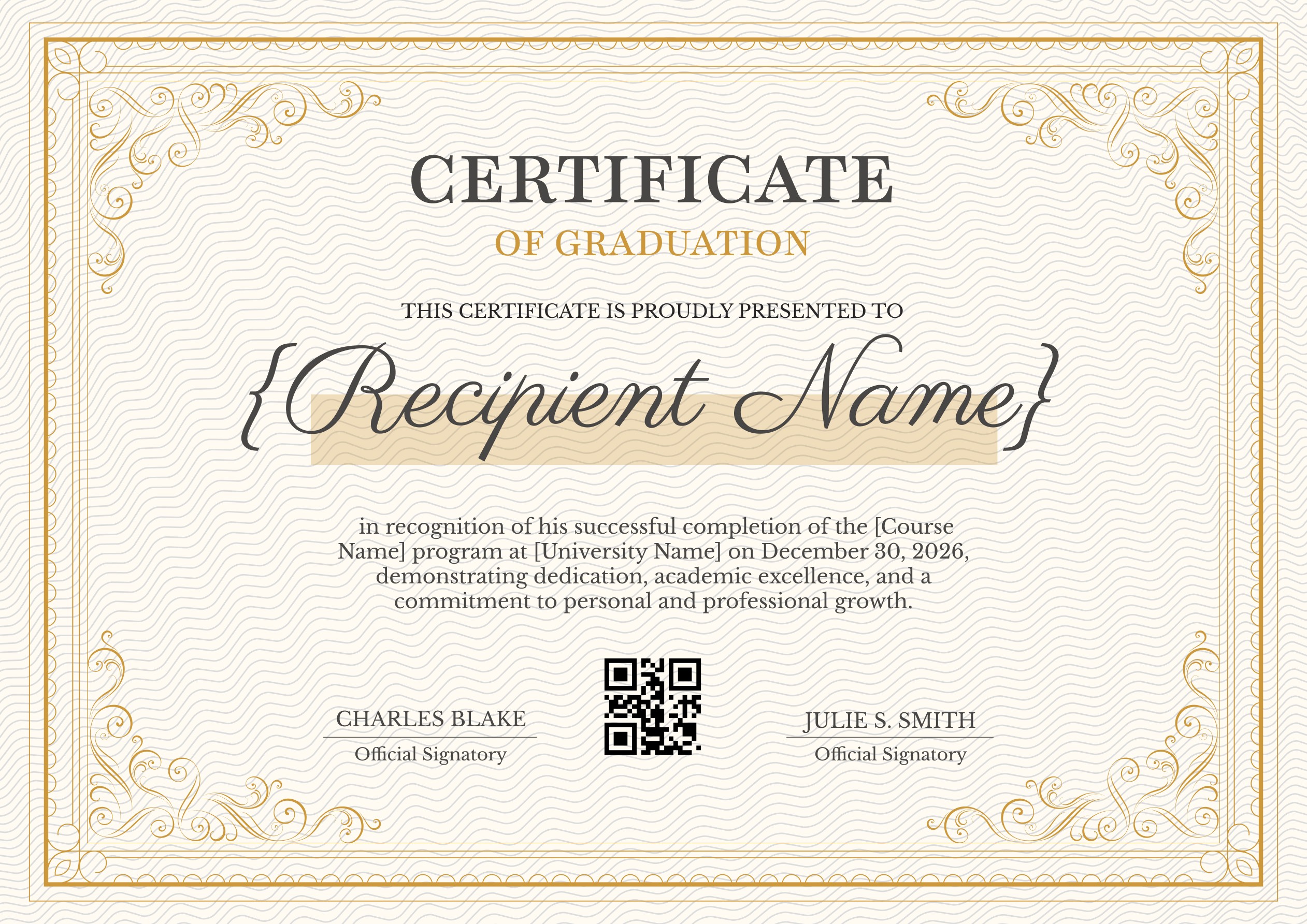 Wauld - Classic and professional Graduation Certificate Template