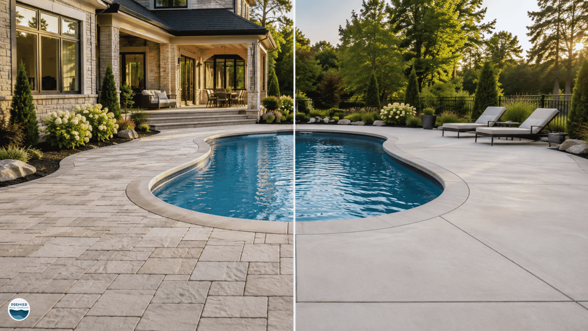 Paver patio vs concrete pool decks comparison for an Ohio backyard pool