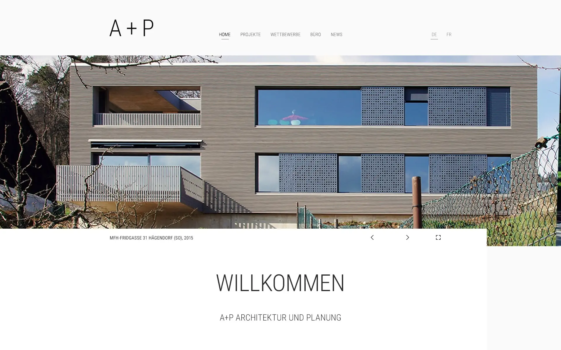 A+P Architekten, Webdesign – Webdesign, Screendesign, für cubegrafik/neofluxe, Biel, 2018