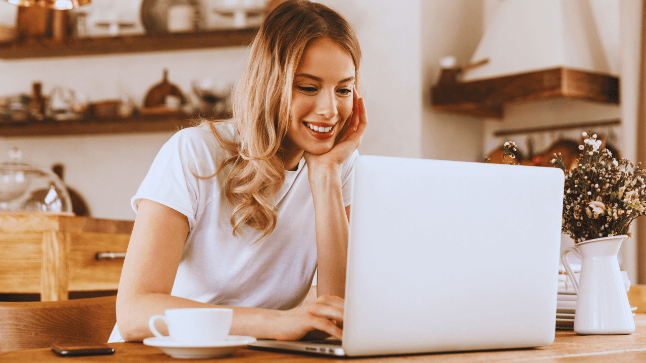 Woman improving Instagram engagement rate.