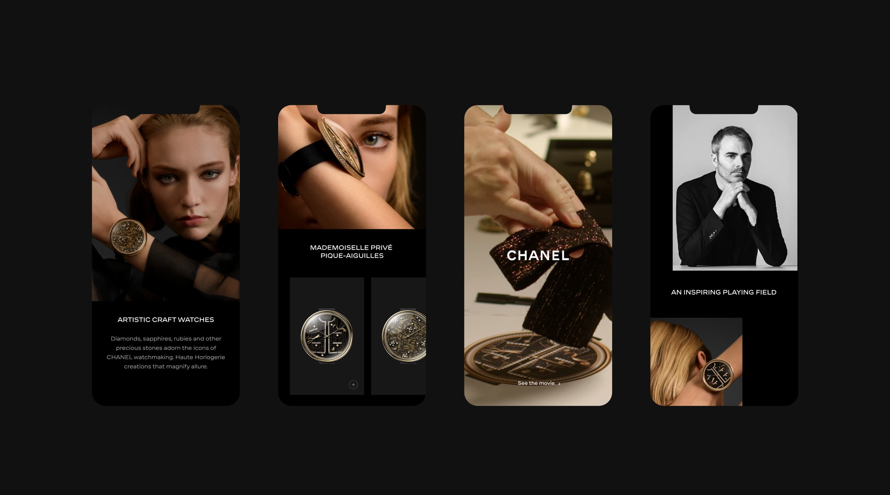 Mobile screens from the Chanel Haute Horlogerie website